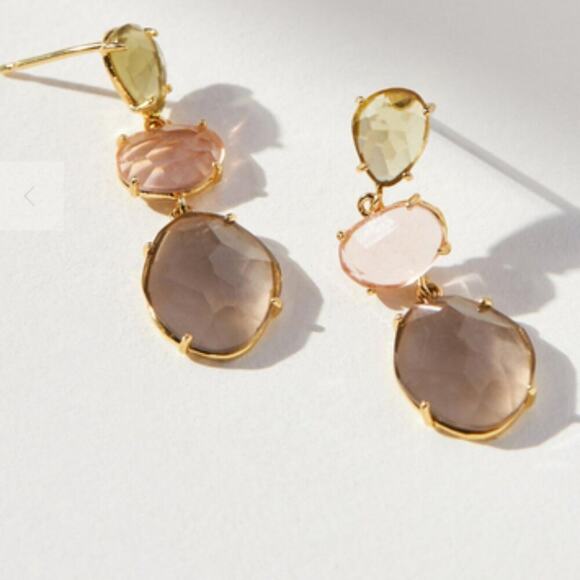 Anthropologie Jewelry - Anthropologie Shades Of Sea Glassy Stone Triple Drop Earrings NWT